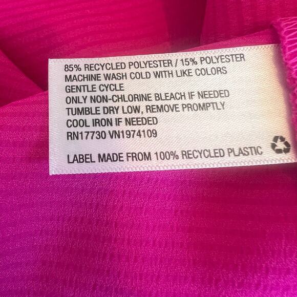 WILD FABLE HOT PINK WOMENS BLOUSE FRONT TIES LARGE CUFF SLEEVES - Picture 12 of 14